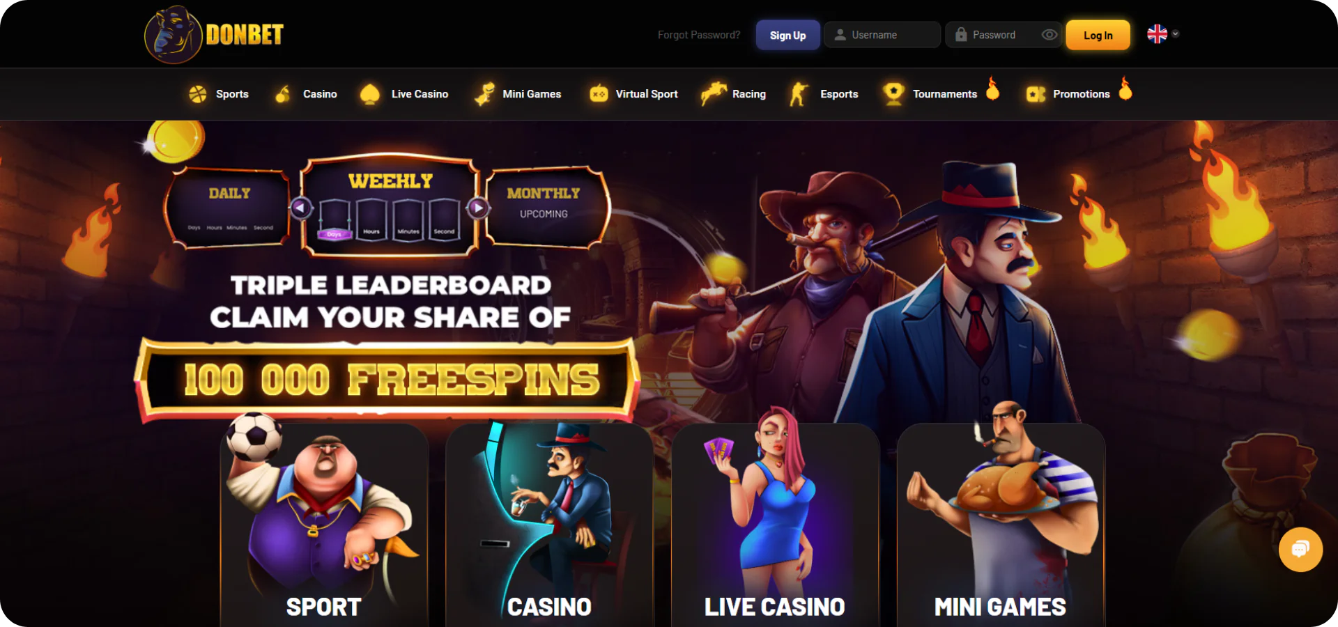 Casino homepage with welcome bonus displayed