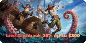 Live Cashback 25% up to $300 FatPirate