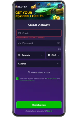 Playfina Casino Registration