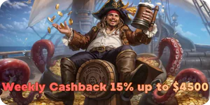 Weekly Cashback 15% up to $4500 FatPirate