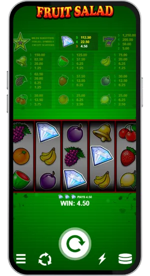 Small win celebration screen with glowing symbols and coin animation