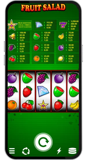 Winning payline highlighted with matching fruit symbols across the reels