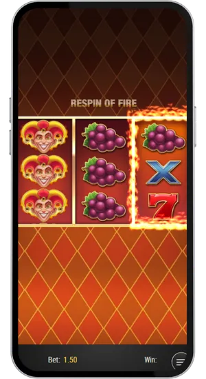 Respin of Fire feature activation with locked reels highlighted