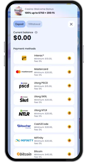 Make a deposit step showing payment options