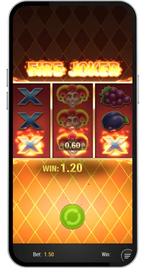 Winning spin animation with glowing symbols and fire effects